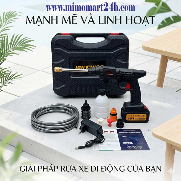 Máy Xịt Rửa Xe Cầm Tay Dùng Pin DUNLANDI 48VF